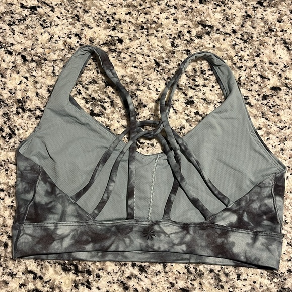 Athleta Solace Sports Bra Tie Dye Marble Strappy Blue Small - Picture 4 of 7